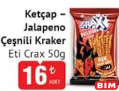 ETİ CRAX KETÇAP-JALAPENO ÇEŞNİLİ KRAKER 50 G